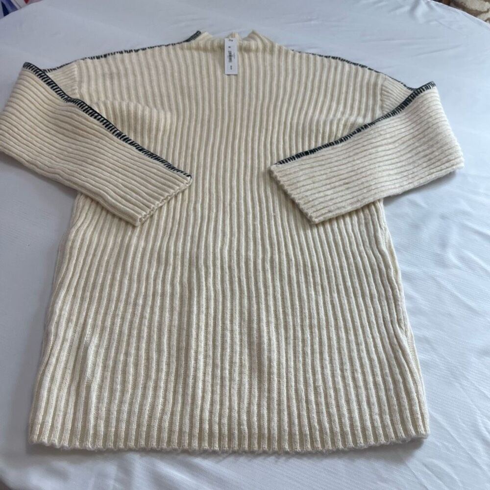 NWOT Steve Madden White Cream Mock Neck Rib Dress Size Large New